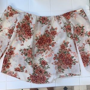 Flower over the shoulder top